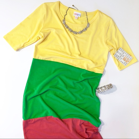 LuLaRoe Julia block tri color knit dress NWT - Picture 4 of 7